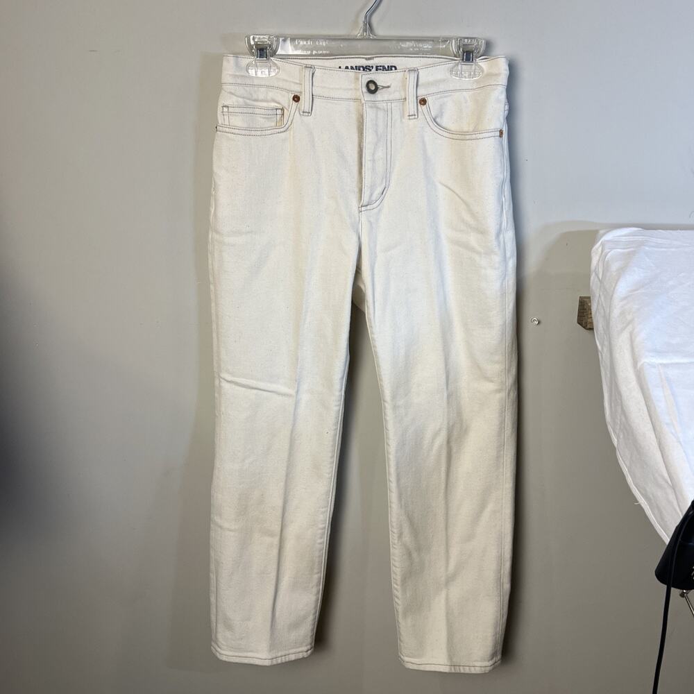 Lands End Ivory Straight Leg Denim Jeans Size Petite 6